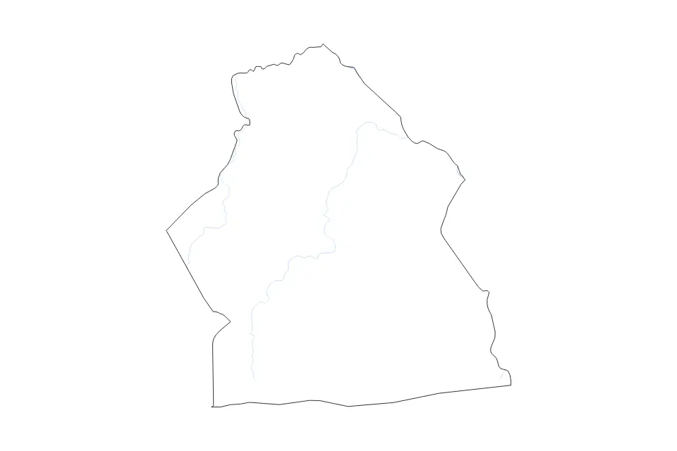 Outline map of Alibori Department, Benin with subdivision borders and rivers.