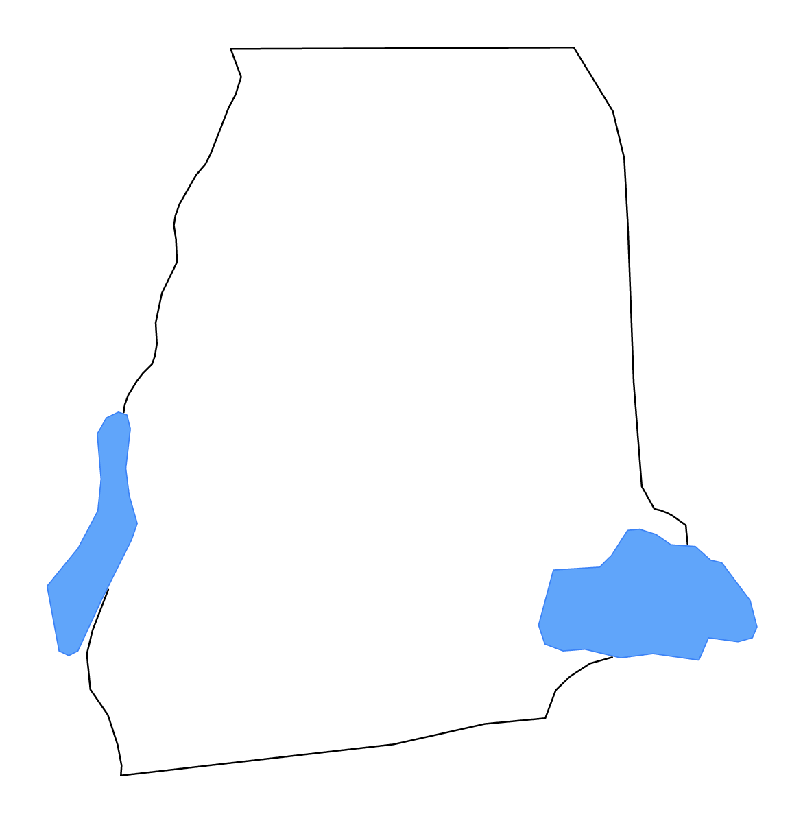 Carte de contour de Atlantique, Benin avec lacs et rivières.