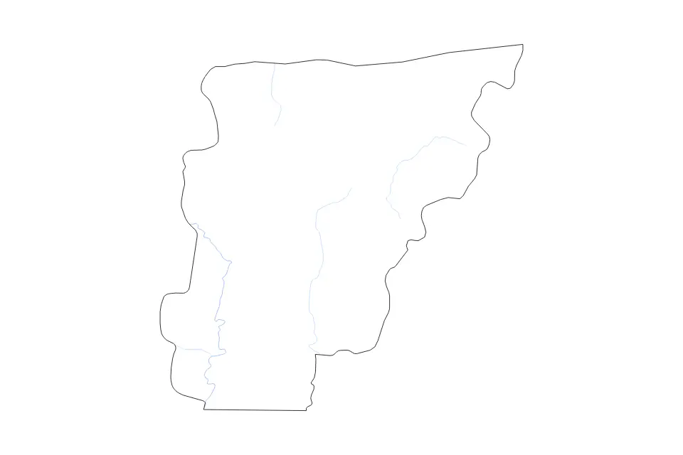 Mapa de Borgou, Benin de tipo contorno y ríos para África, con contorno y ríos con límites limpios.