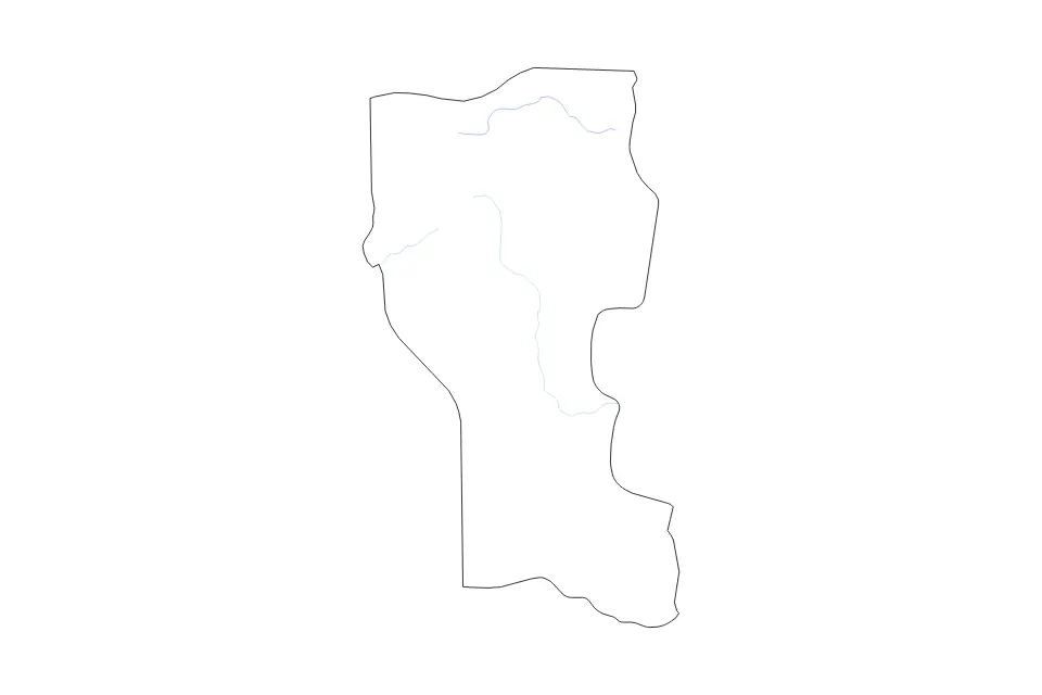Mapa de Donga, Benin de tipo contorno y ríos para África, con contorno y ríos con límites limpios.