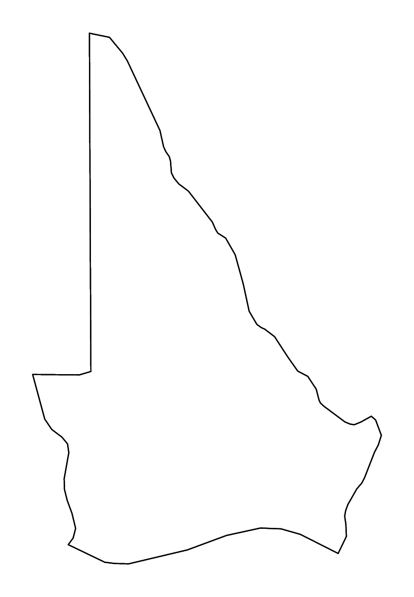 Carte de contour de Kouffo, Benin avec rivières.