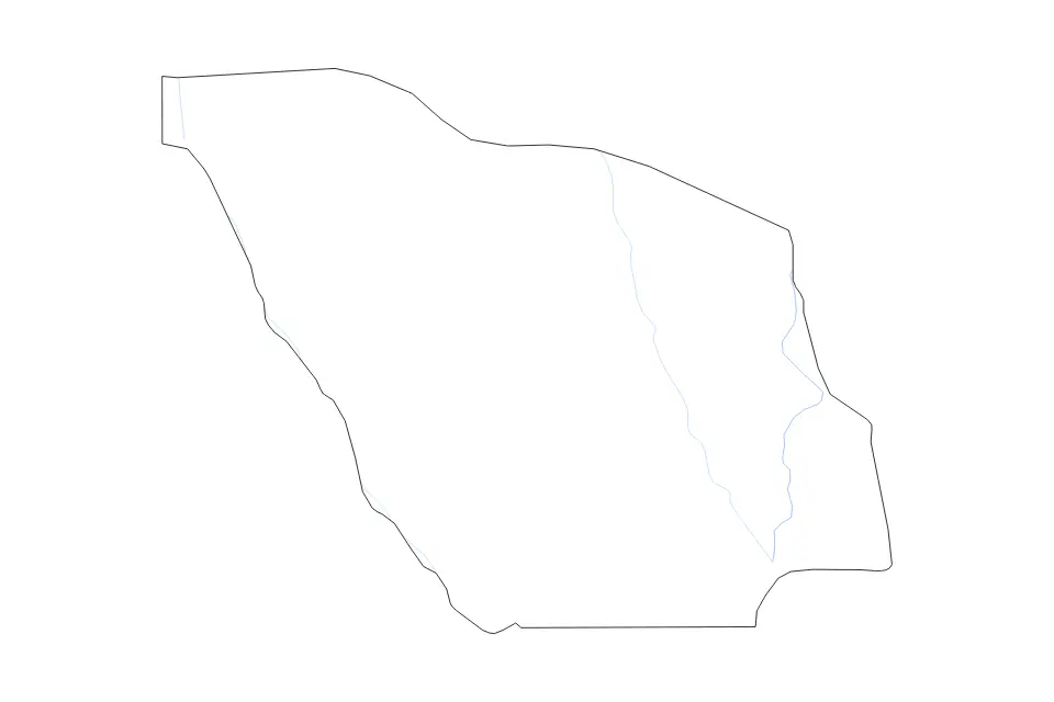 Mapa de Zou, Benin de tipo contorno y ríos para África, con contorno y ríos con límites limpios.