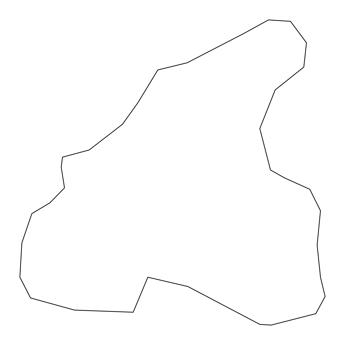 Outline map of Francistown City, Botswana.