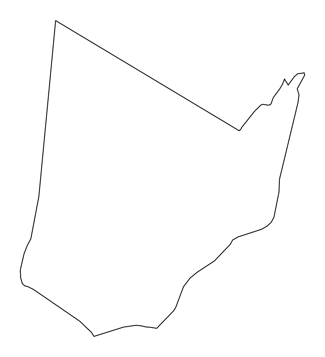 Mapa de contorno de Kgatleng, Botswana con ríos.