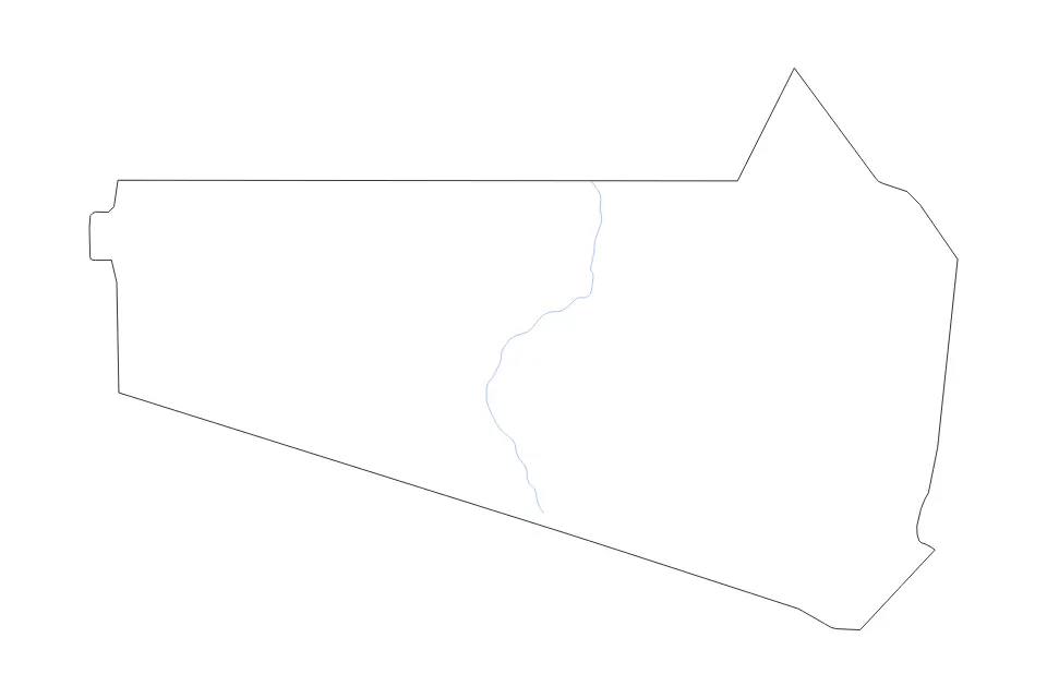 Outline map of Kweneng District, Botswana with subdivision borders and rivers.