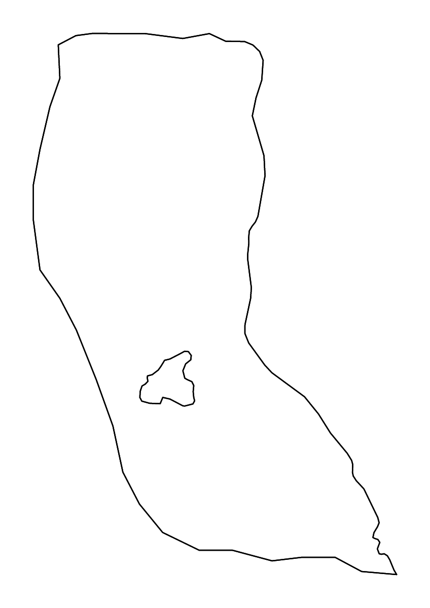Mapa de contorno de North-East, Botswana con ríos.