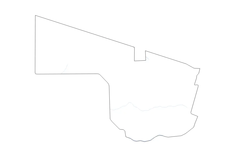Carte de Southern, Botswana de type contour et rivières pour Afrique, montrant contour et rivières avec des limites nettes.