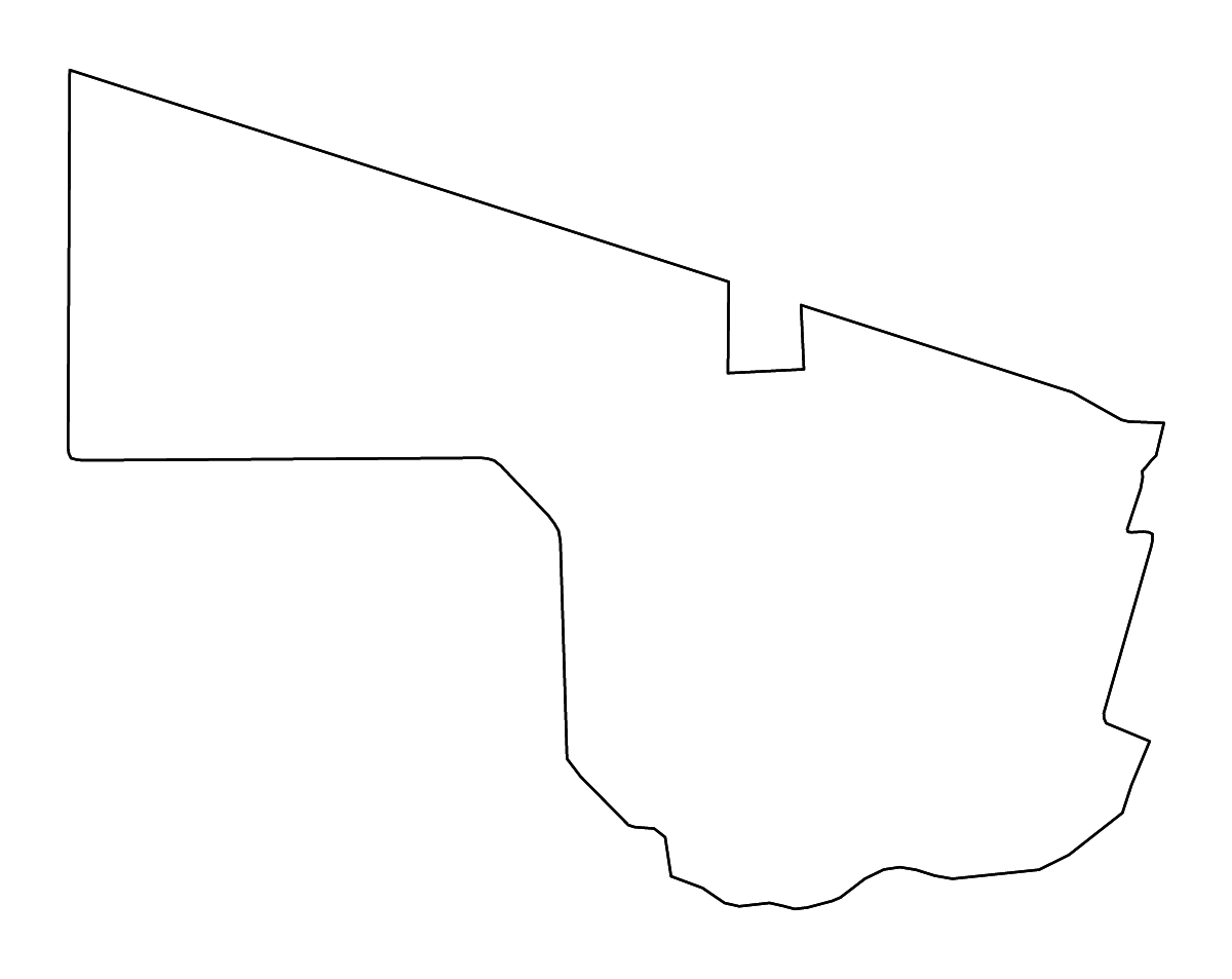 Mapa de contorno de Southern, Botswana con ríos.