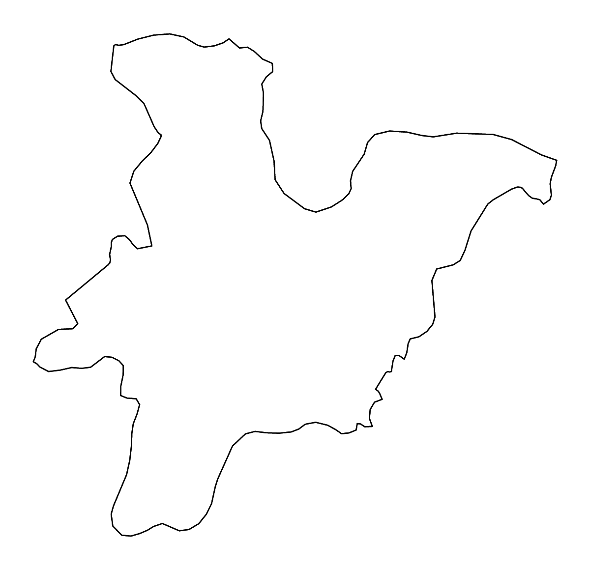 Mapa de contorno de Banwa, Burkina Faso con ríos.