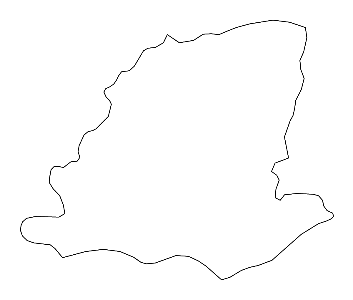 Mapa de contorno de Bougouriba, Burkina Faso con ríos.