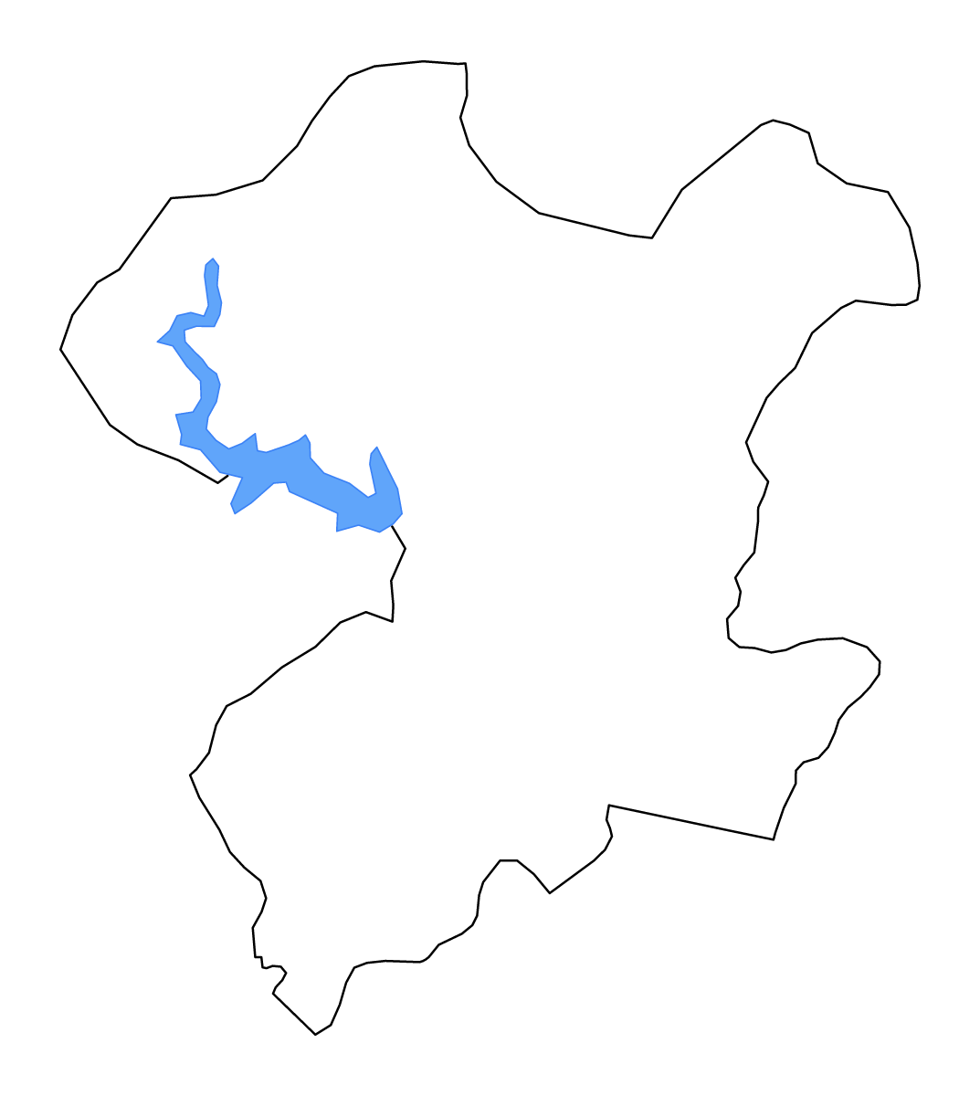 Mapa de contorno de Boulgou, Burkina Faso con lagos y ríos.