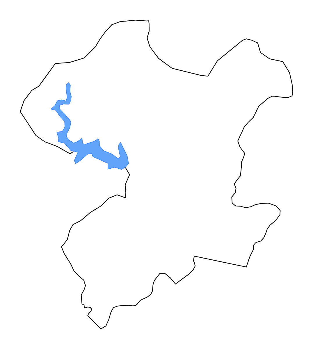 Mapa de contorno de Boulgou, Burkina Faso con lagos y ríos.