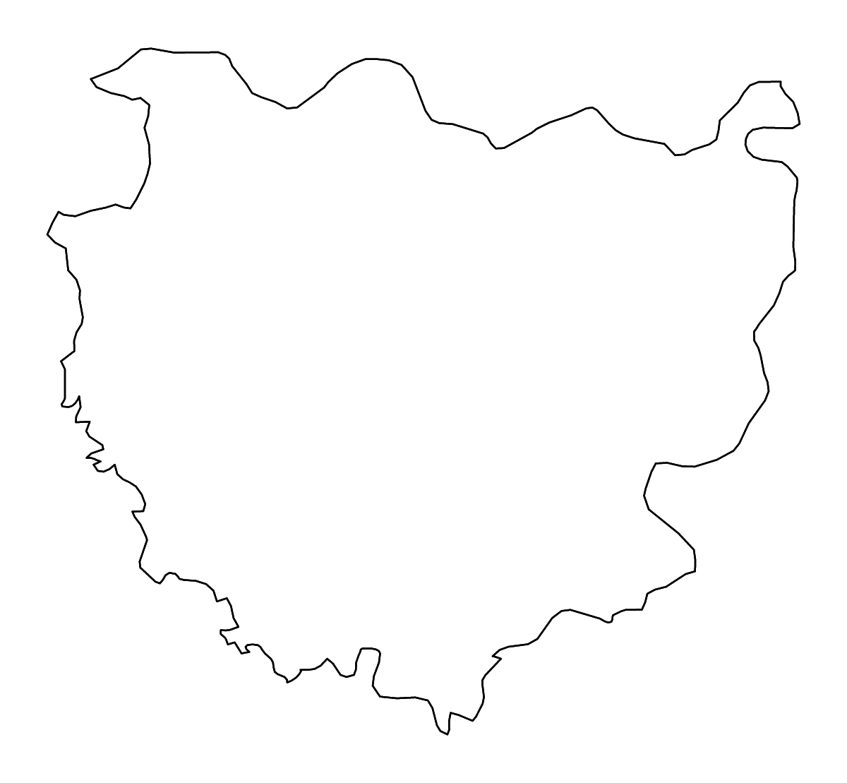 Outline map of Comoé, Burkina Faso with rivers.