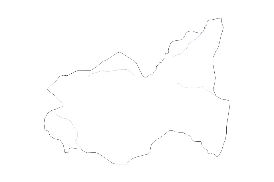Outline map of Gourma, Burkina Faso with subdivision borders and rivers.
