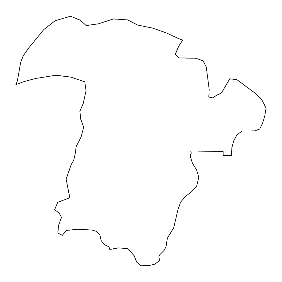 Mapa de contorno de Ioba, Burkina Faso con ríos.