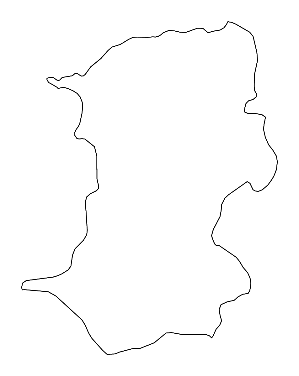 Mapa de contorno de Kénédougou, Burkina Faso con ríos.