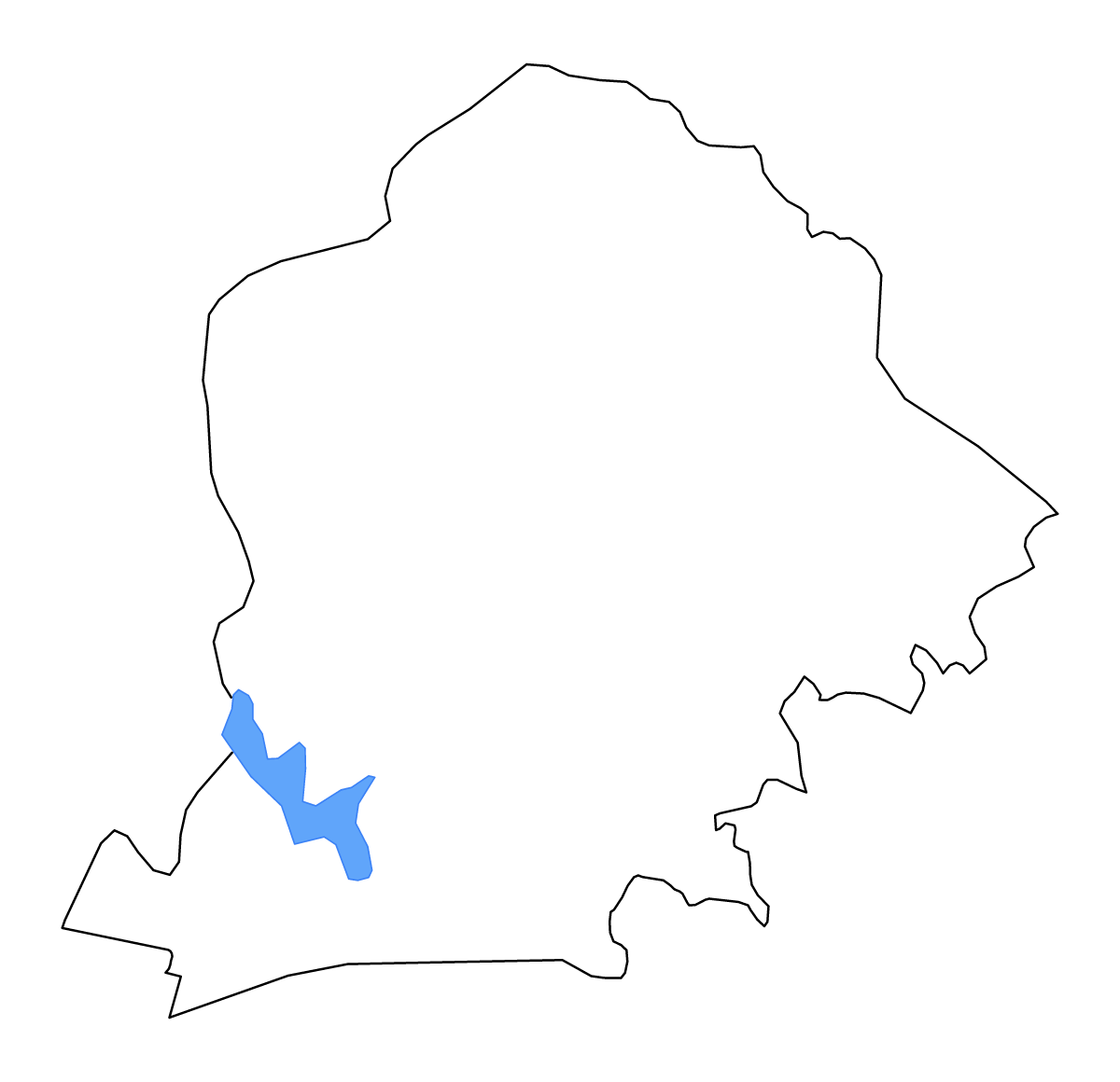 Carte de contour de Kompienga, Burkina Faso avec lacs et rivières.
