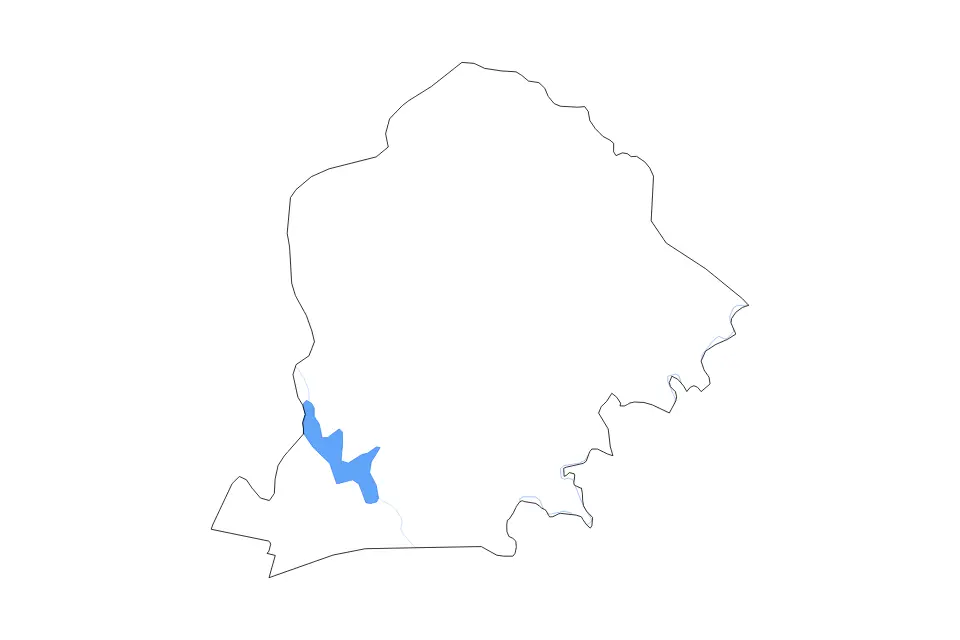 Outline map of Kompienga, Burkina Faso with subdivision borders and major lakes and rivers.