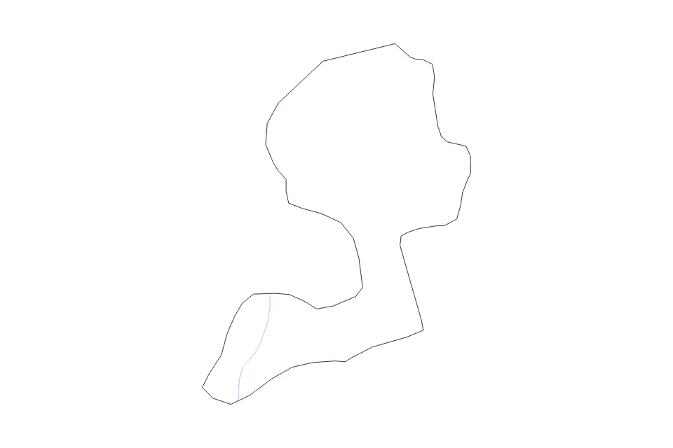 Outline map of Kourwéogo, Burkina Faso with subdivision borders and rivers.