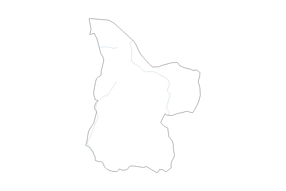 Mapa de Léraba, Burkina Faso de tipo contorno y ríos para África, con contorno y ríos con límites limpios.
