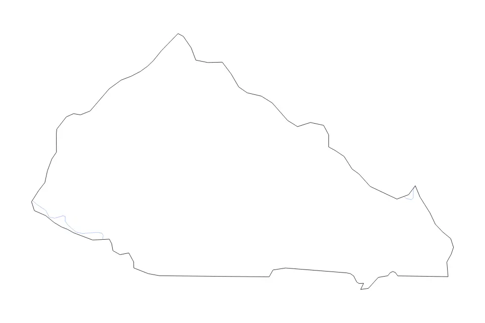 Outline map of Nahouri, Burkina Faso with subdivision borders and rivers.