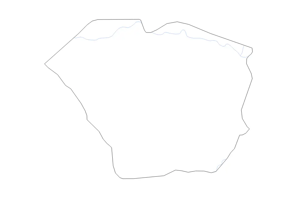 Outline map of Oudalan, Burkina Faso with subdivision borders and rivers.