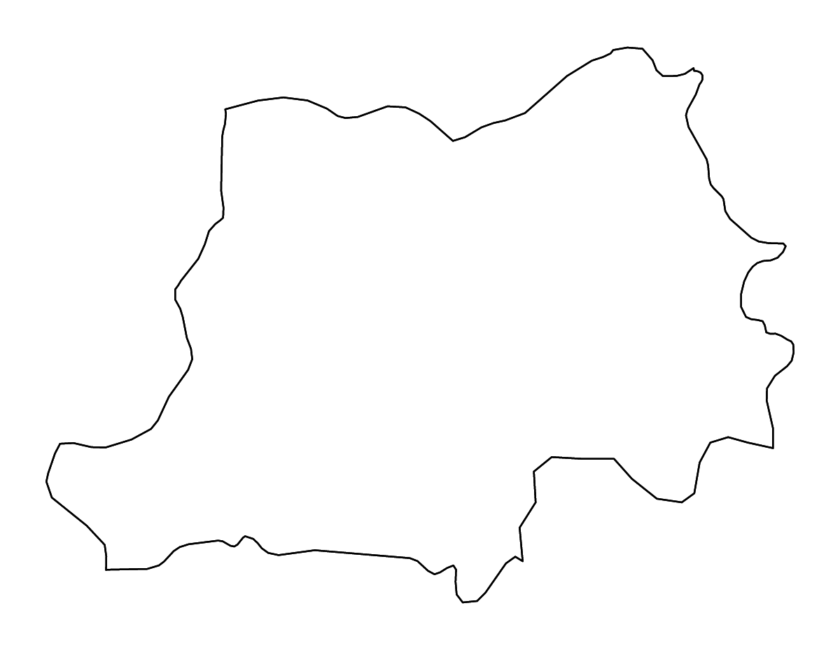Mapa de contorno de Poni, Burkina Faso con ríos.