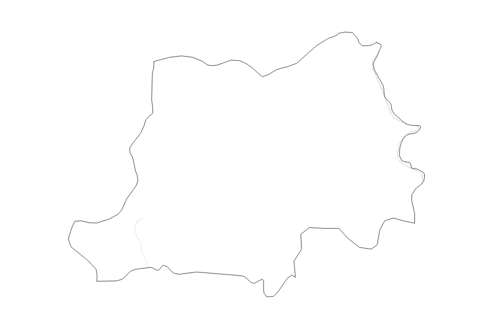 Mapa de Poni, Burkina Faso de tipo contorno y ríos para África, con contorno y ríos con límites limpios.
