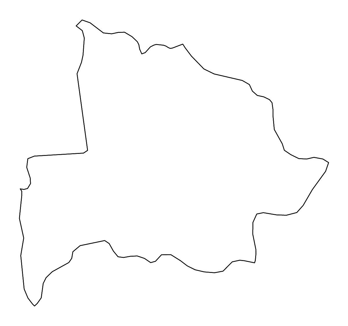 Mapa de contorno de Sourou, Burkina Faso con ríos.