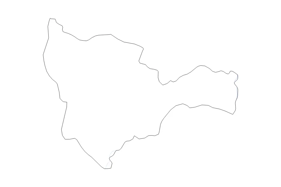 Outline map of Tuy, Burkina Faso with subdivision borders and rivers.