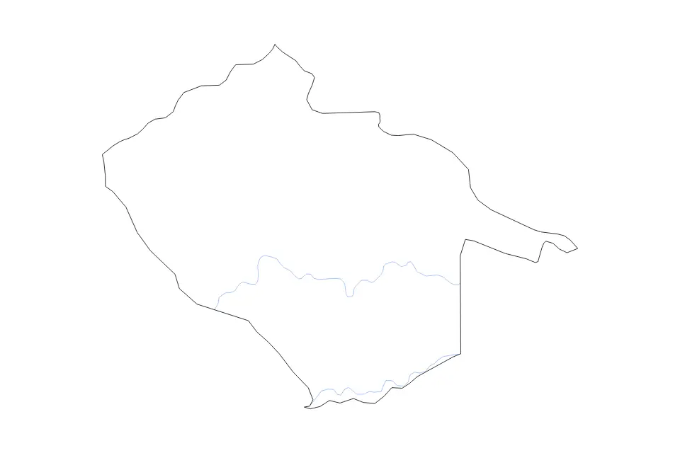Outline map of Yagha, Burkina Faso with subdivision borders and rivers.