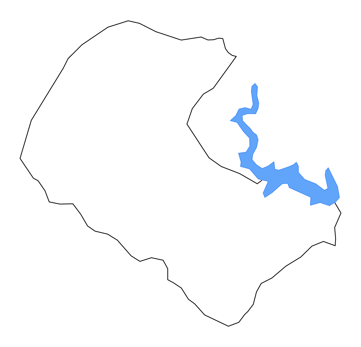 Mapa de contorno de Zoundwéogo, Burkina Faso con lagos y ríos.