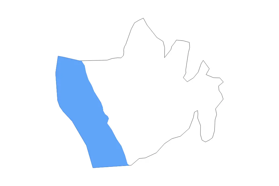 Outline map of Bururi, Burundi with subdivision borders and major lakes.