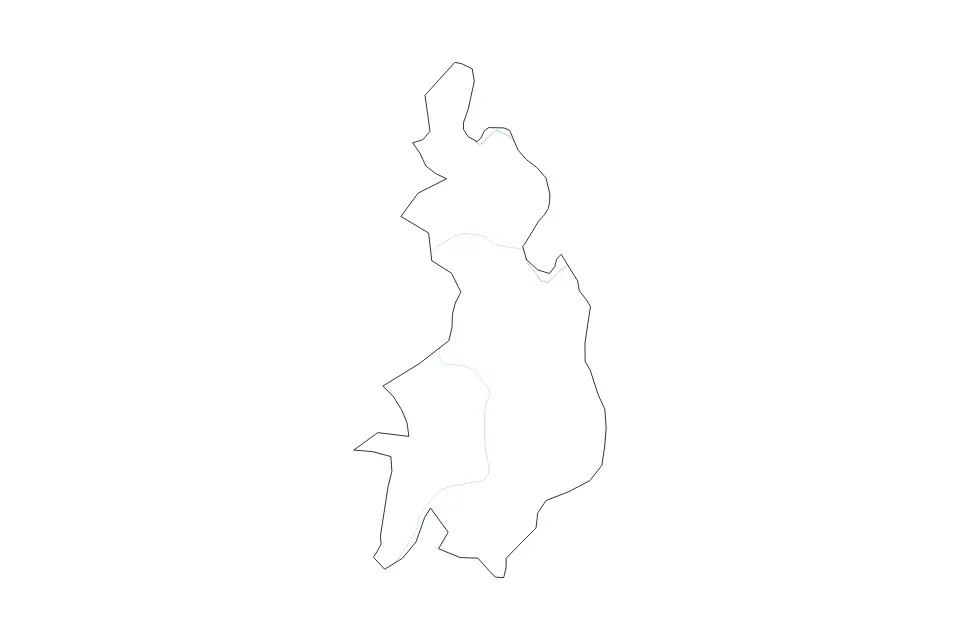 Outline map of Gitega, Burundi with subdivision borders and rivers.