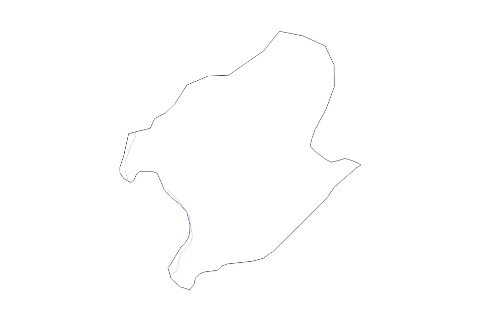 Outline map of Karuzi, Burundi with subdivision borders and rivers.