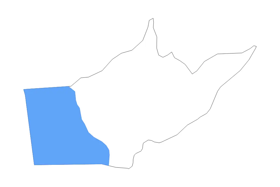 Outline map of Makamba, Burundi with subdivision borders and major lakes.