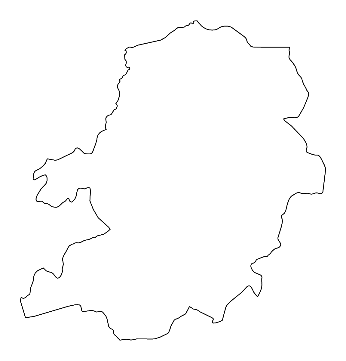 Mapa de contorno de Centre, Cameroon con ríos.