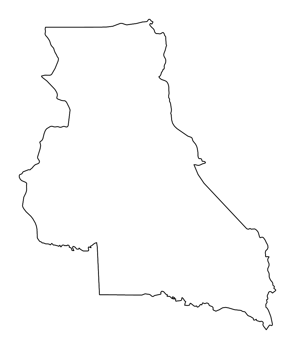 Outline map of East, Cameroon with rivers.
