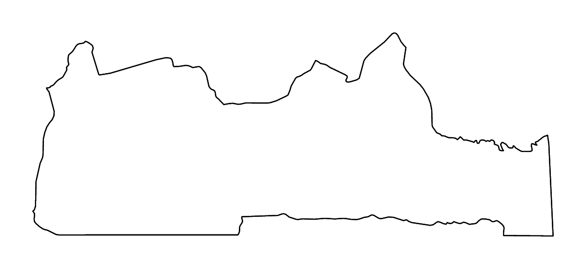 Outline map of South, Cameroon with rivers.