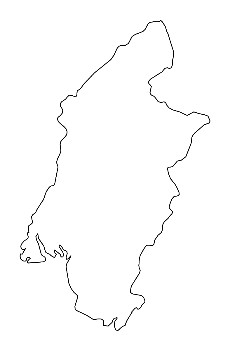 Mapa de contorno de Southwest, Cameroon con ríos.