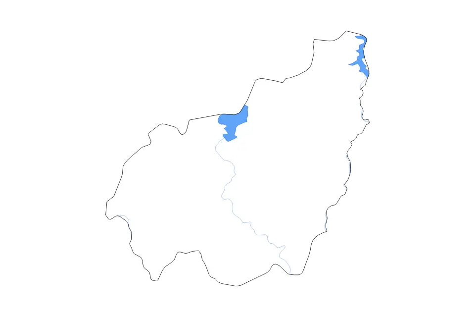 Mapa de West, Cameroon de tipo contorno, lagos y ríos para África, con contorno, lagos y ríos con elementos de agua como Mapé Reservoir y Bamendjing Reservoir.