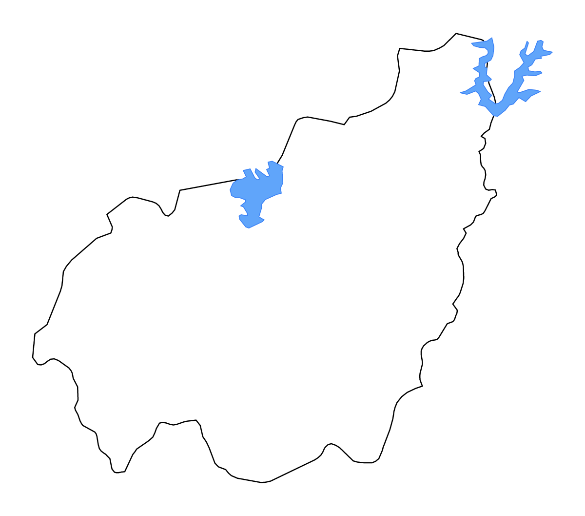Carte de contour de West, Cameroon avec lacs et rivières.
