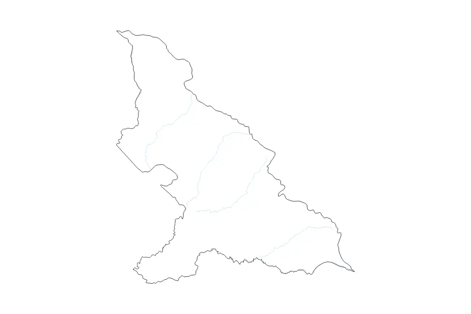 Carte de Haut-Mbomou Prefecture, Central African Republic de type contour et rivières pour Afrique, montrant contour et rivières avec des limites nettes.