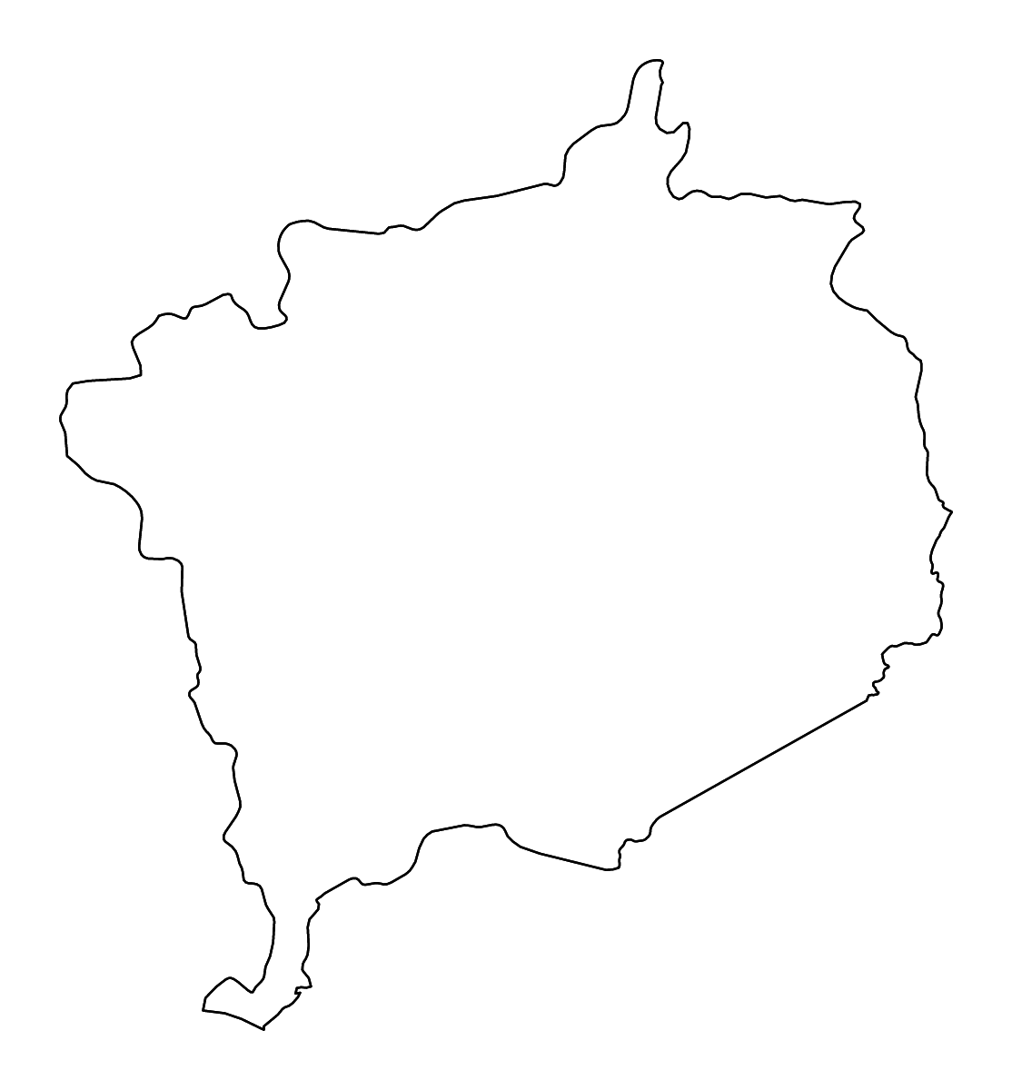 Outline map of Haute-Kotto Prefecture, Central African Republic with rivers.