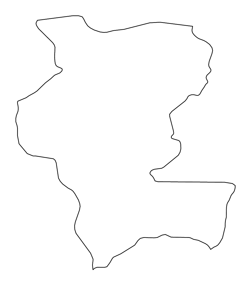 Carte de contour de Kémo Prefecture, Central African Republic avec rivières.