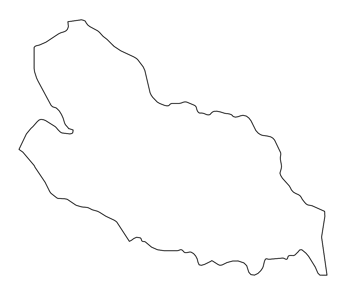 Carte de contour de Lobaye Prefecture, Central African Republic avec rivières.