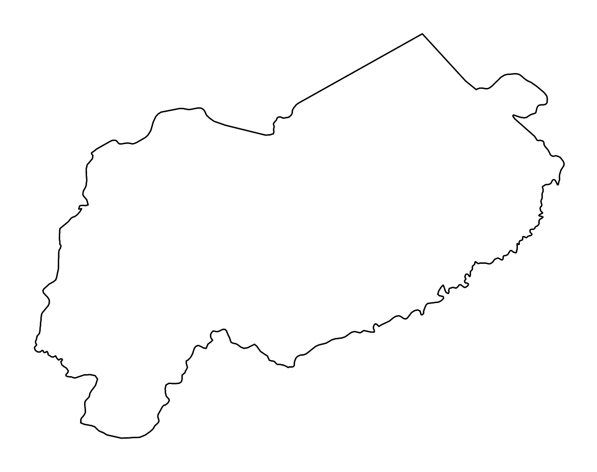 Mapa de contorno de Mbomou Prefecture, Central African Republic con ríos.