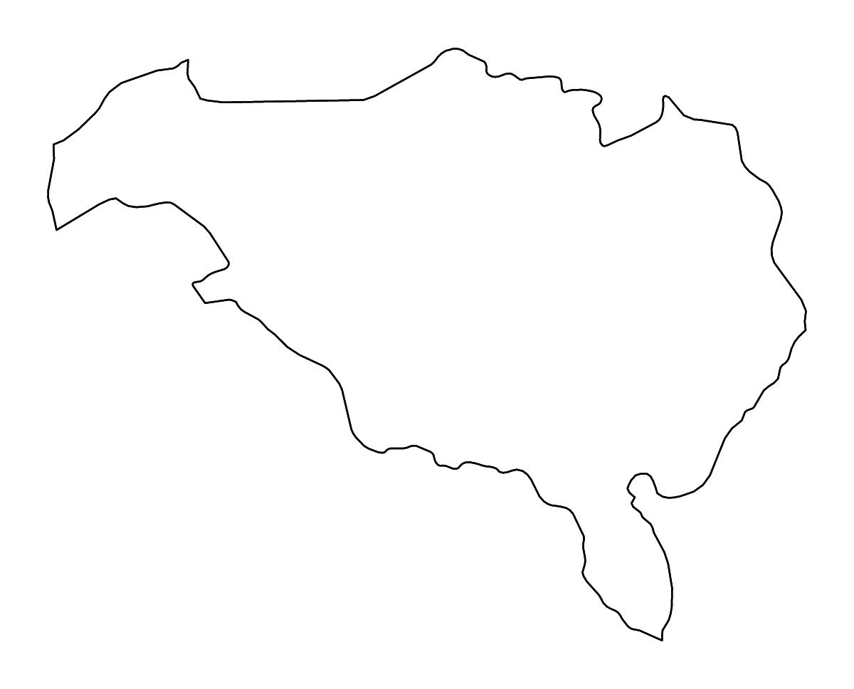 Mapa de contorno de Ombella-M'Poko Prefecture, Central African Republic con ríos.