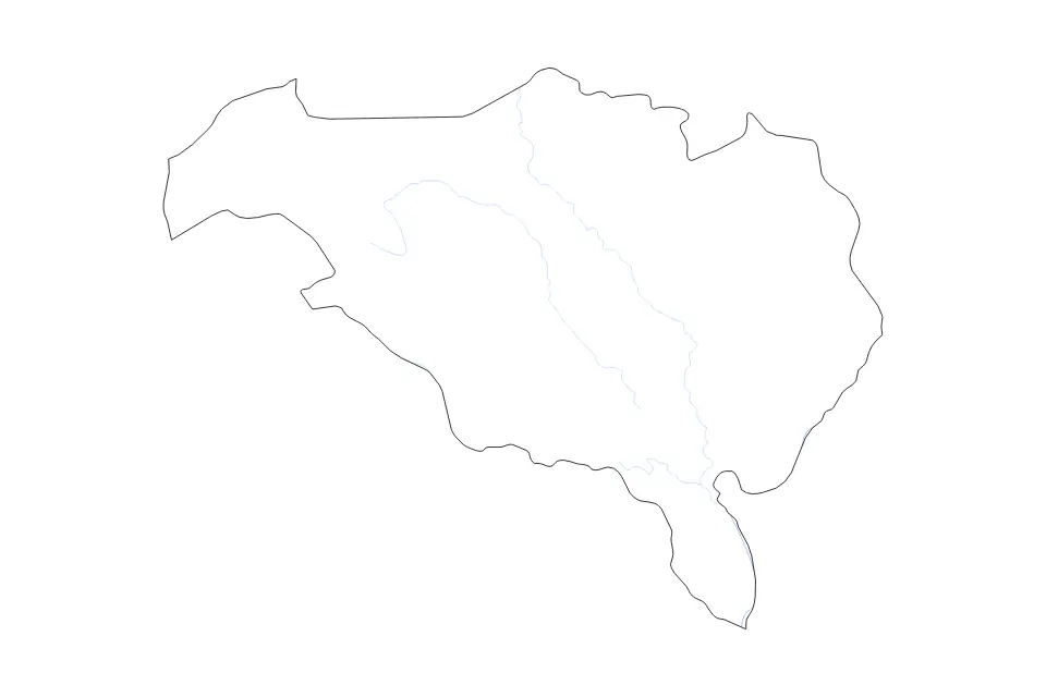 Mapa de Ombella-M'Poko Prefecture, Central African Republic de tipo contorno y ríos para África, con contorno y ríos con límites limpios.