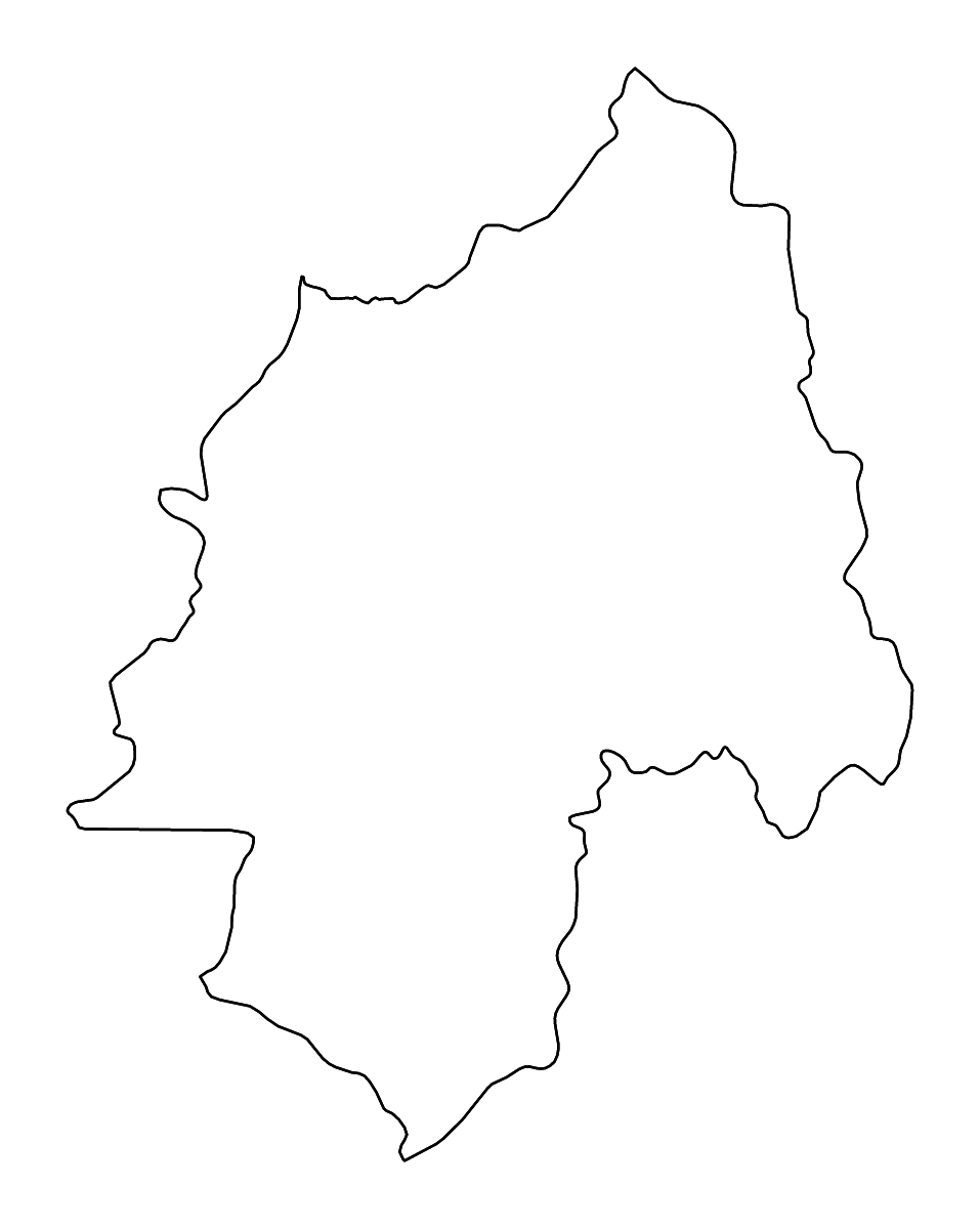 Mapa de contorno de Ouaka Prefecture, Central African Republic con ríos.